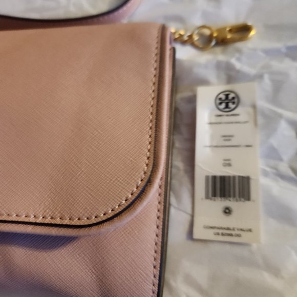 SALE $$$ NWT Leather Tory Burch Emerson Chain Wallet Crossbody flaw - Picture 3 of 11